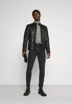 Pier One PM- BASIC TURTLENECK - Sweter - Black/mottled Light Grey