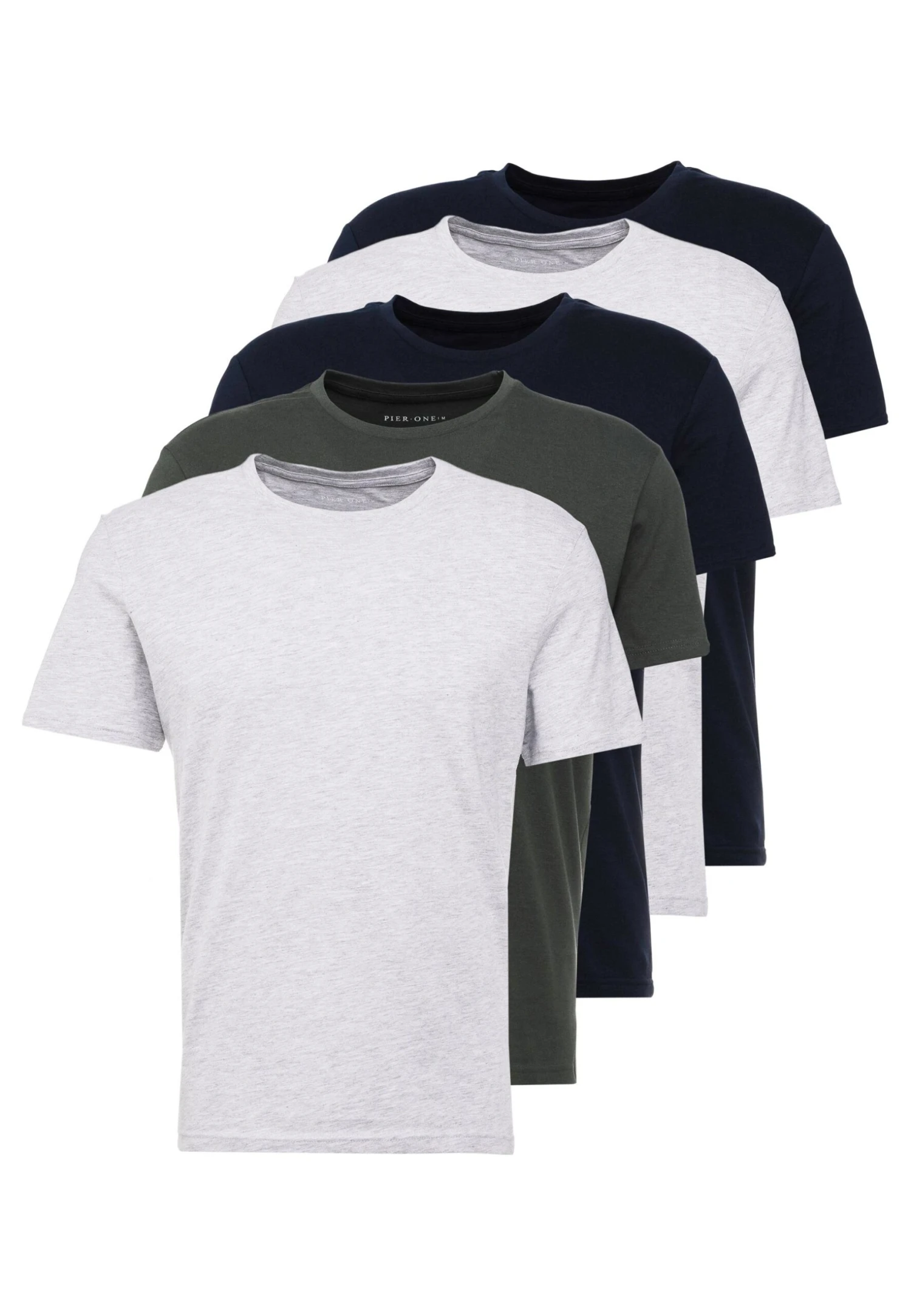 Pier One 5 PACK - T-shirt Basic - Dark Blue/grey/khaki 7 Pier One 5 PACK - T-shirt Basic - Dark Blue/grey/khaki - obrazek 7
