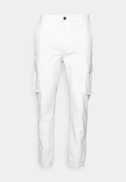 Pier One CUFFED SKINNY TROUSER - Bojówki - White -Pier One 4e3aede249bc4129bbf969f1fa9be9f5
