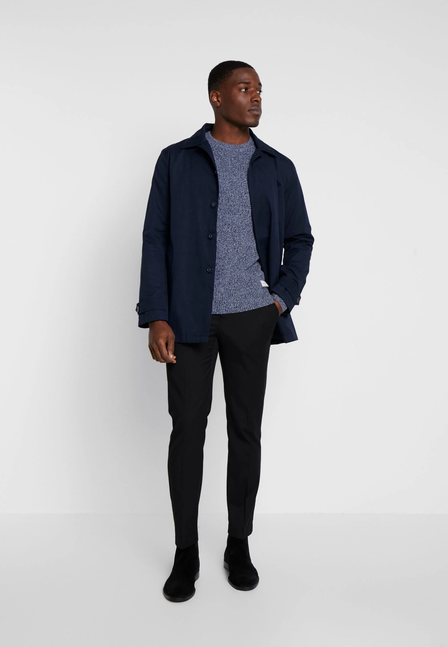 Pier One MULTICOLOUR HALF CARDIGAN JUMPER - Sweter - Mottled Blue 2 Pier One MULTICOLOUR HALF CARDIGAN JUMPER - Sweter - Mottled Blue - obrazek 2