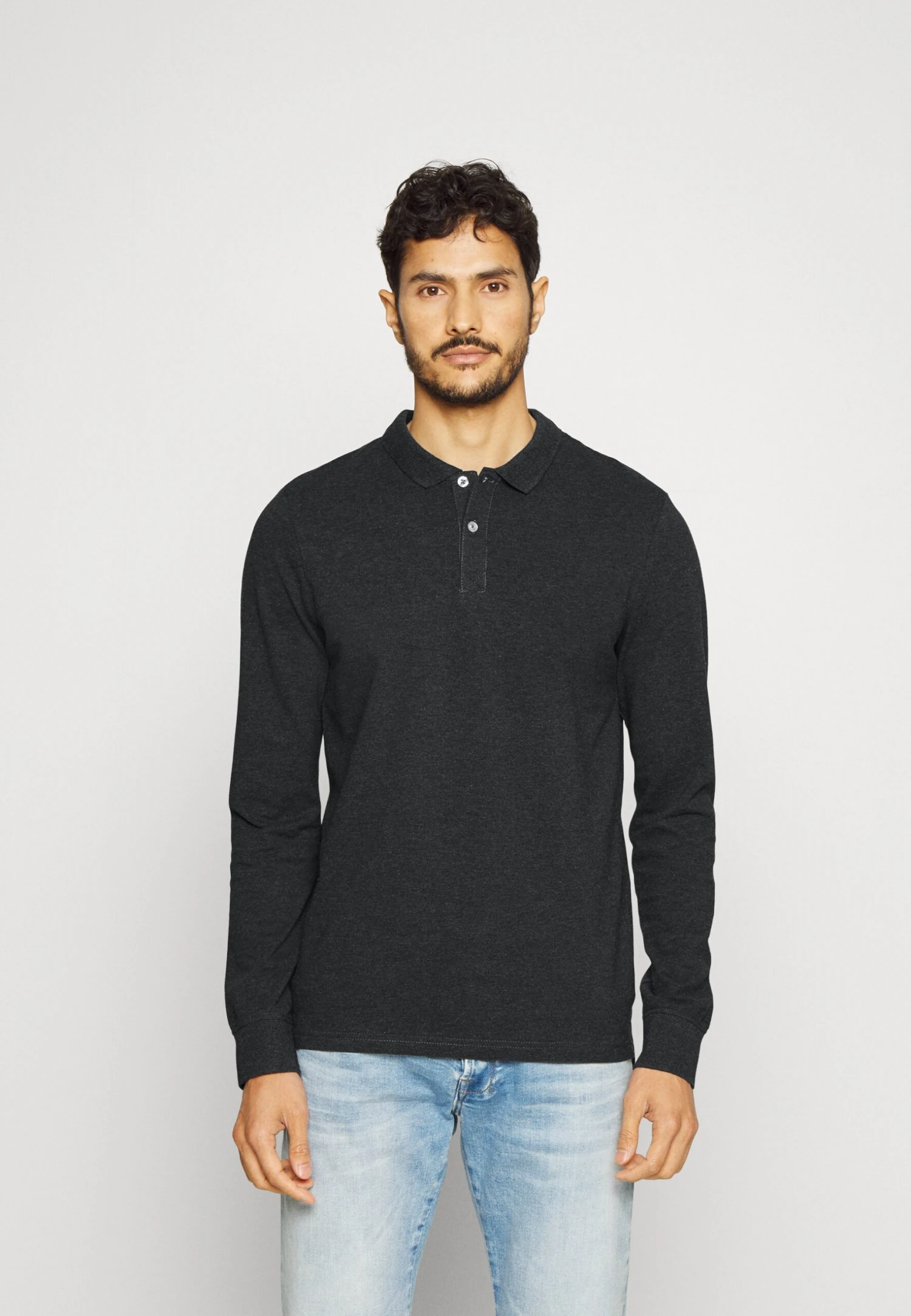 Pier One LONG SLEEVE 2 PACK - Koszulka Polo - Dark Grey/khaki 4 Pier One LONG SLEEVE 2 PACK - Koszulka Polo - Dark Grey/khaki - obrazek 4