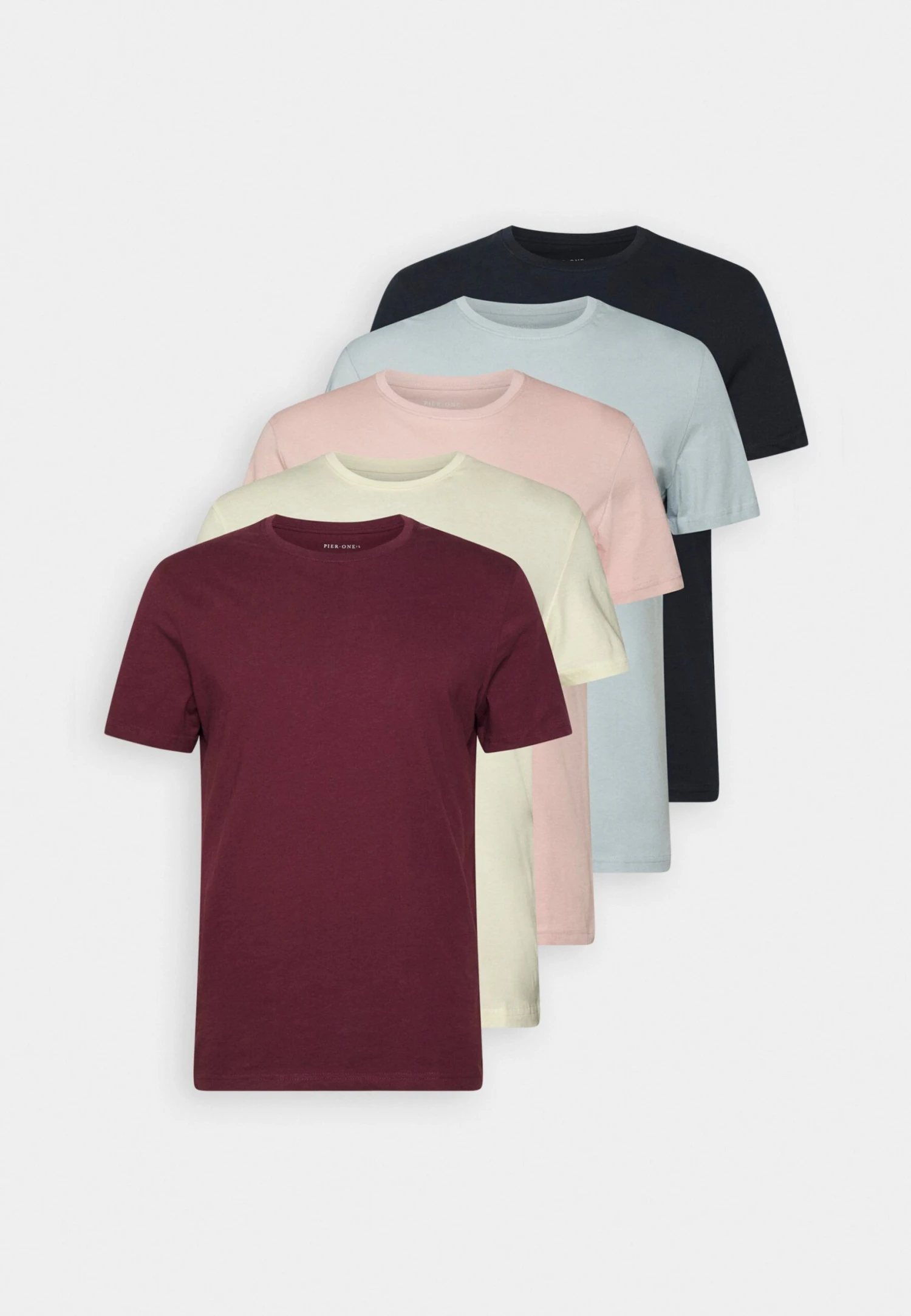 Pier One 5 PACK - T-shirt Basic - Dark Blue/pink/off-white 8 Pier One 5 PACK - T-shirt Basic - Dark Blue/pink/off-white - obrazek 8