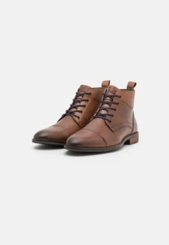 Pier One LEATHER - Botki Sznurowane - Cognac