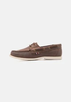 Pier One LEATHER UNISEX - Buty żeglarskie - Brown