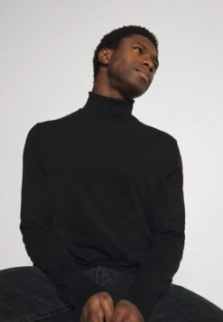 Pier One PM- BASIC TURTLENECK - Sweter - Black/mottled Light Grey -Pier One 70bf9efa679346b9b89aa31bf5c100f0