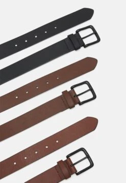 Pier One 3 PACK UNISEX - Pasek - Black/brown /cognac