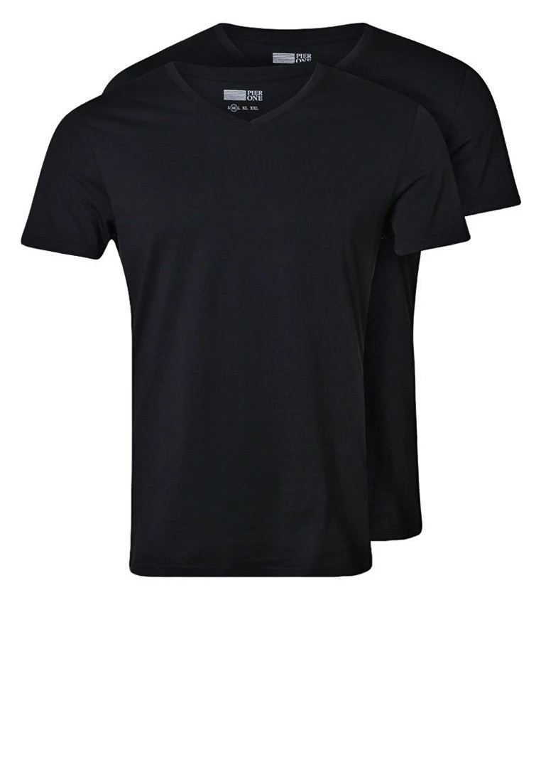 Pier One 2 PACK - T-shirt Basic - Black 1 Pier One 2 PACK - T-shirt Basic - Black