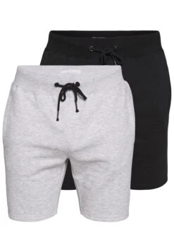 Pier One 2 PACK - Szorty - Light Grey /black