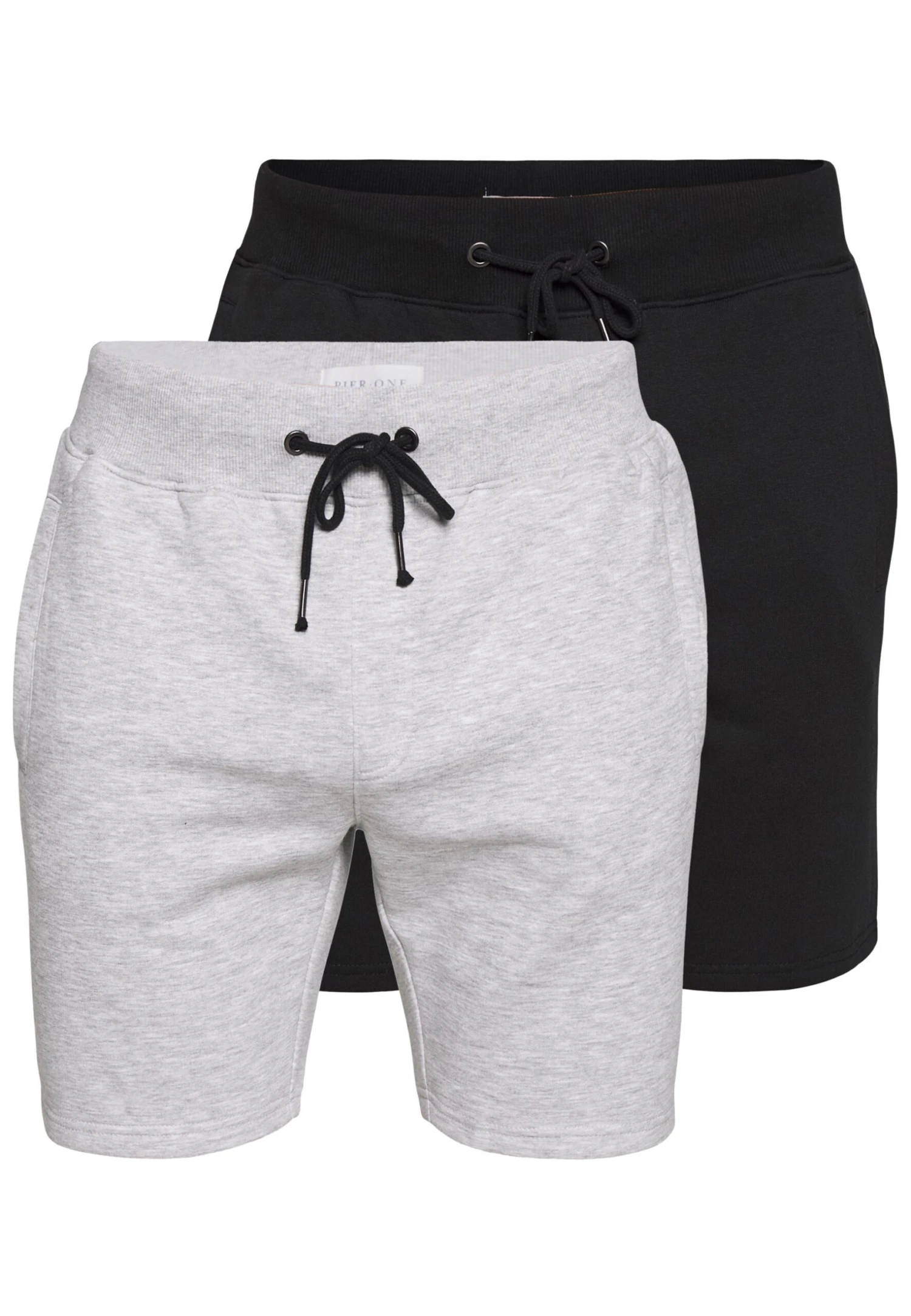 Pier One 2 PACK - Szorty - Light Grey /black 1 Pier One 2 PACK - Szorty - Light Grey /black