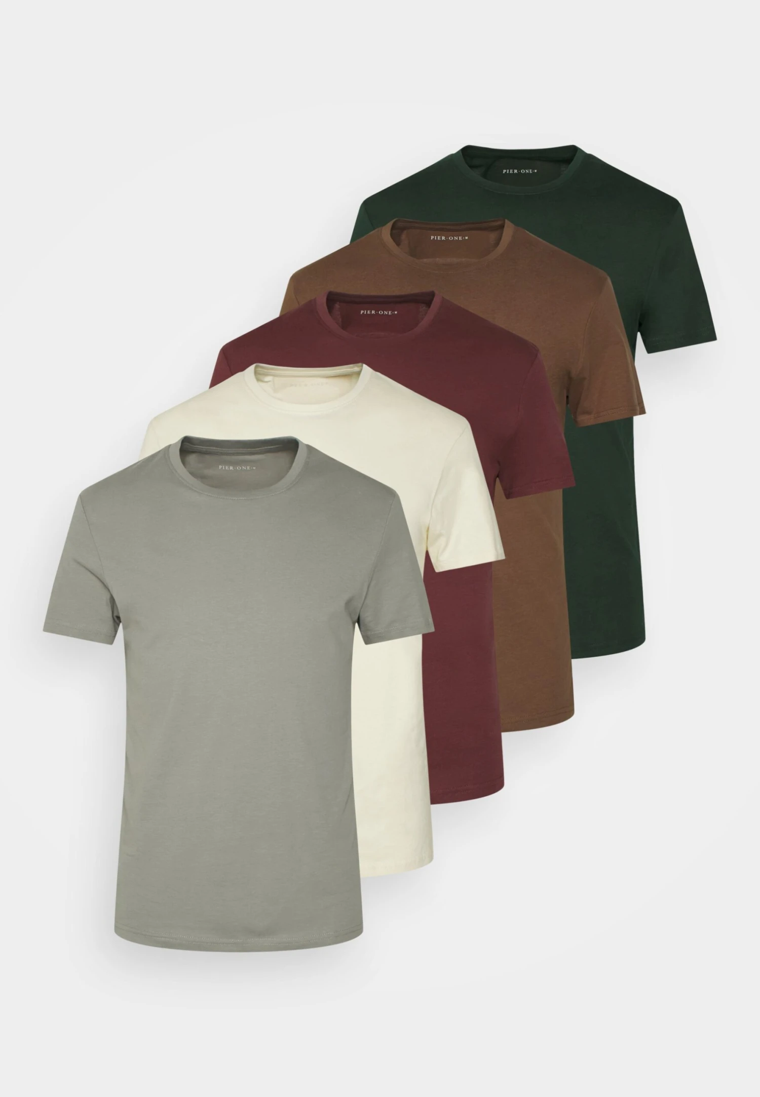 Pier One 5 PACK - T-shirt Basic - Bordeaux/light Grey/brown 6 Pier One 5 PACK - T-shirt Basic - Bordeaux/light Grey/brown - obrazek 6