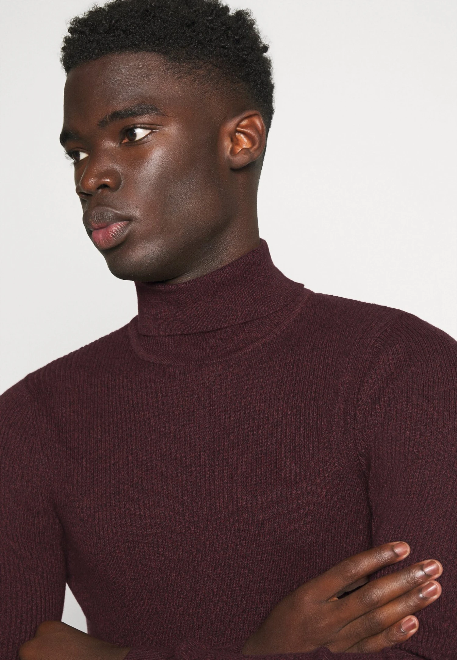 Pier One MUSCLE FIT TURTLE - Sweter - Mottled Bordeaux 4 Pier One MUSCLE FIT TURTLE - Sweter - Mottled Bordeaux - obrazek 4