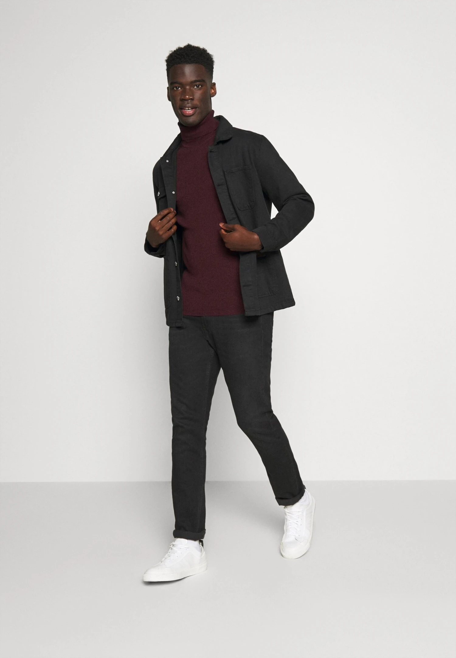 Pier One MUSCLE FIT TURTLE - Sweter - Mottled Bordeaux 2 Pier One MUSCLE FIT TURTLE - Sweter - Mottled Bordeaux - obrazek 2