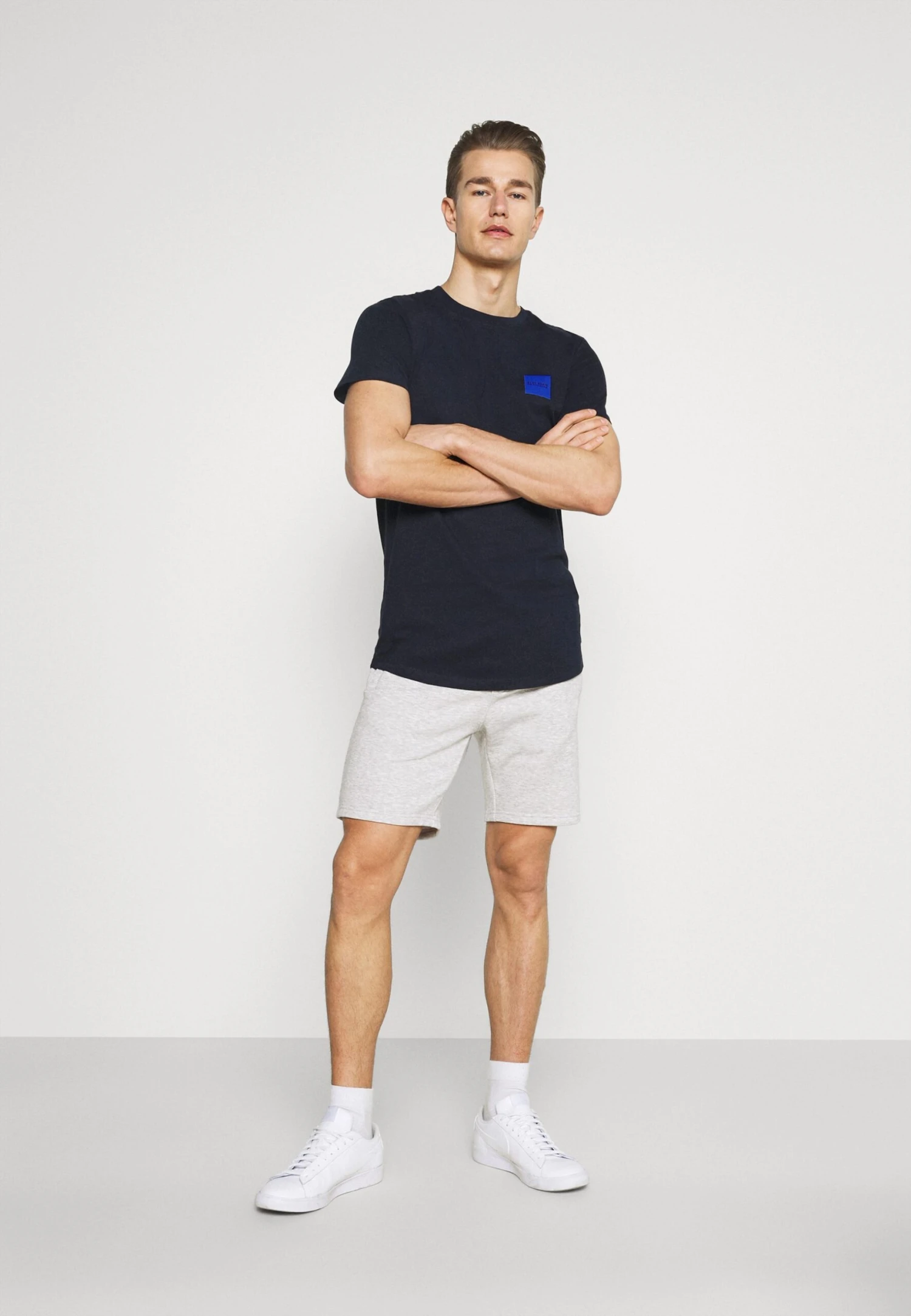 Pier One 2 PACK - Szorty - Mottled Light Grey/dark Blue 1 Pier One 2 PACK - Szorty - Mottled Light Grey/dark Blue