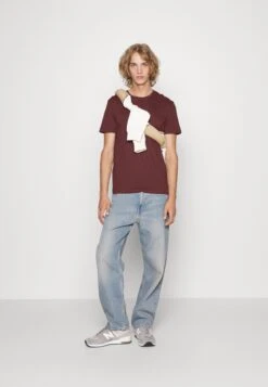 Pier One 5 PACK - T-shirt Basic - Bordeaux/light Grey/brown