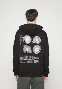 Pier One WOOD HOODIE - Bluza Z Kapturem - Black -Pier One a45506dc600346f3a3e78f9952b0fe73