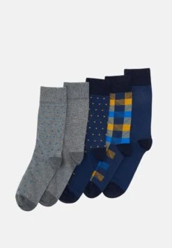 Pier One 5 PACK - Skarpety - Yellow/dark Blue/grey