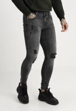Pier One Jeansy Skinny Fit - Black Denim