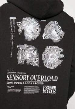 Pier One WOOD HOODIE - Bluza Z Kapturem - Black -Pier One b8e7397d7d5043f5ad3919a565b3c7b9