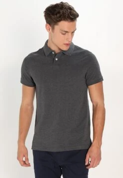 Pier One BASIC - Koszulka Polo - Dark Grey Melange