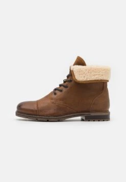 Pier One LEATHER - Botki Sznurowane - Camel