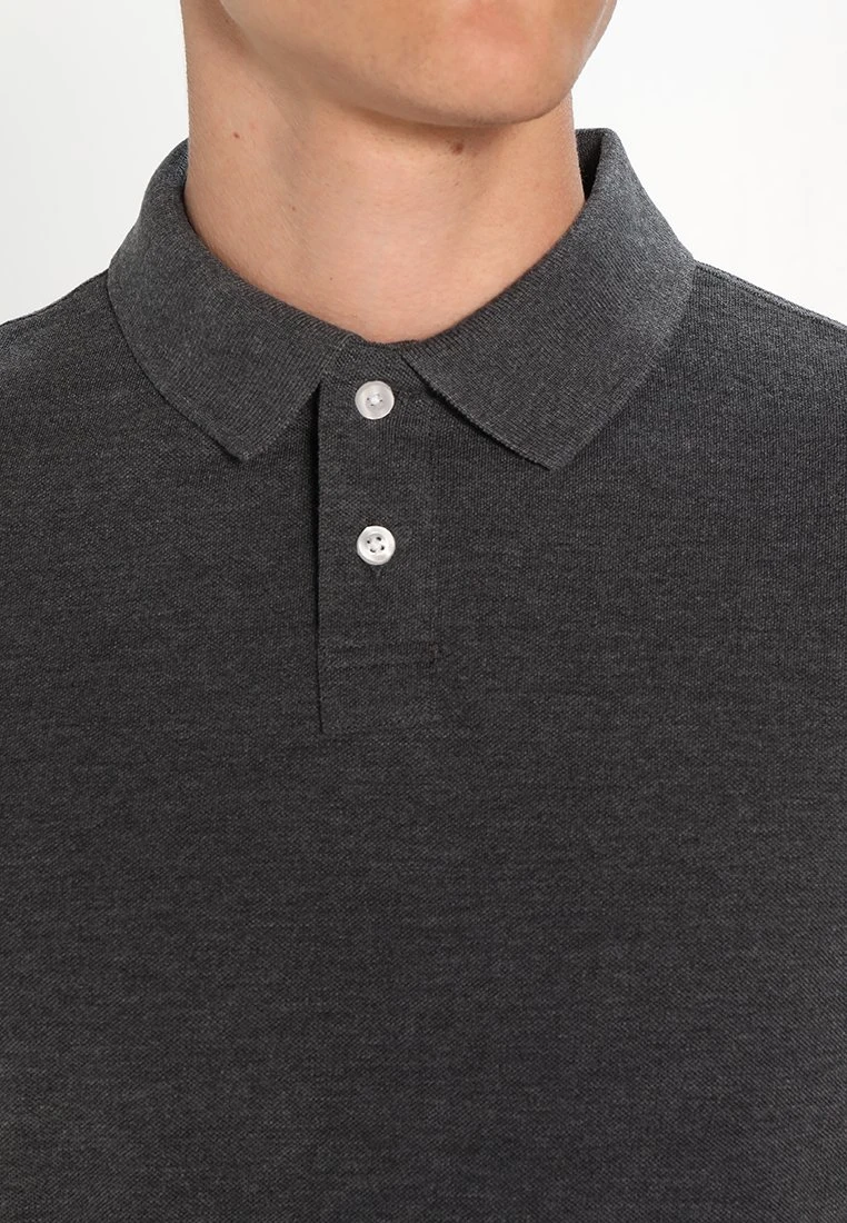 Pier One BASIC - Koszulka Polo - Dark Grey Melange 4 Pier One BASIC - Koszulka Polo - Dark Grey Melange - obrazek 4