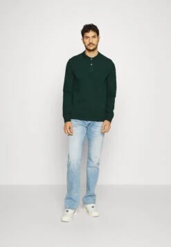 Pier One LONG SLEEVE 2 PACK - Koszulka Polo - Dark Grey/khaki