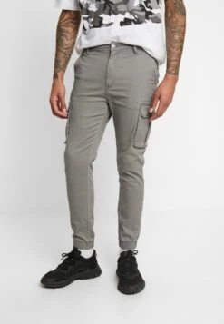 Pier One CUFFED SKINNY TROUSER - Bojówki - Grey