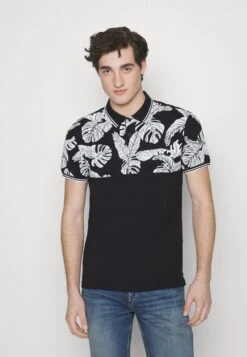 Pier One YOKE MONO - Koszulka Polo - Black/white