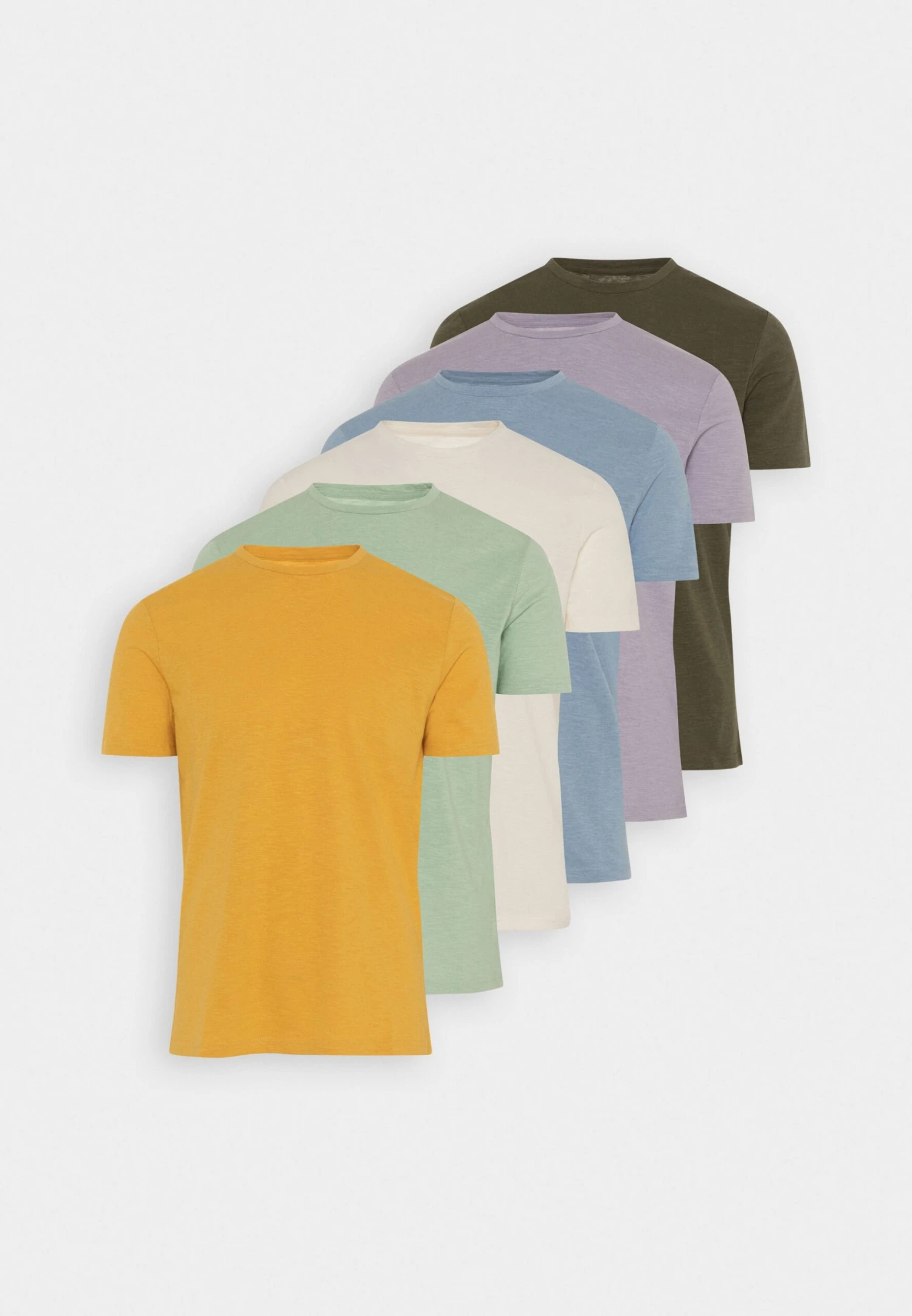 Pier One 7 PACK - T-shirt Basic - White/yellow/lilac 9 Pier One 7 PACK - T-shirt Basic - White/yellow/lilac - obrazek 9