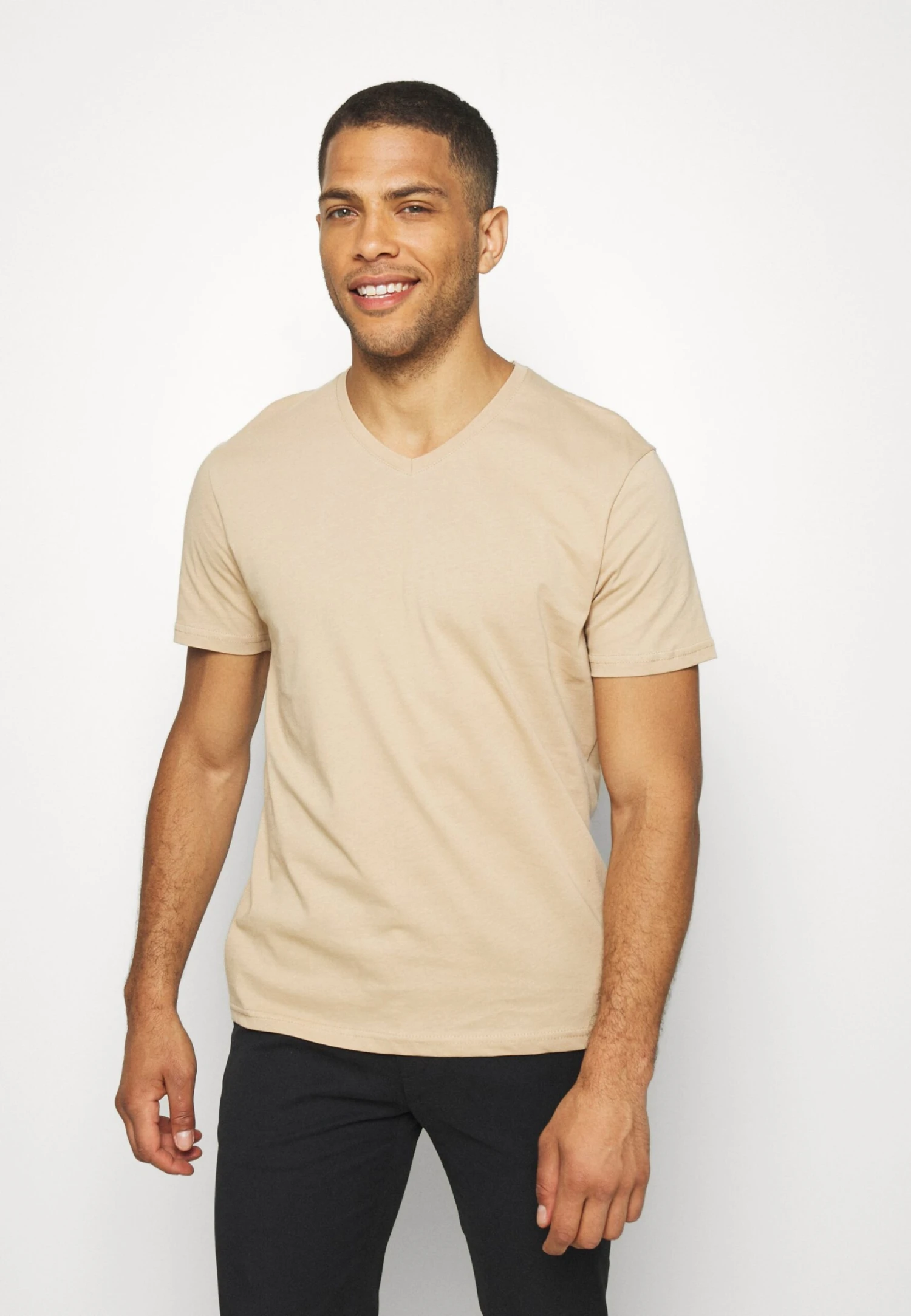 Pier One 3 PACK - T-shirt Basic - Khaki/tan/dark Blue 2 Pier One 3 PACK - T-shirt Basic - Khaki/tan/dark Blue - obrazek 2